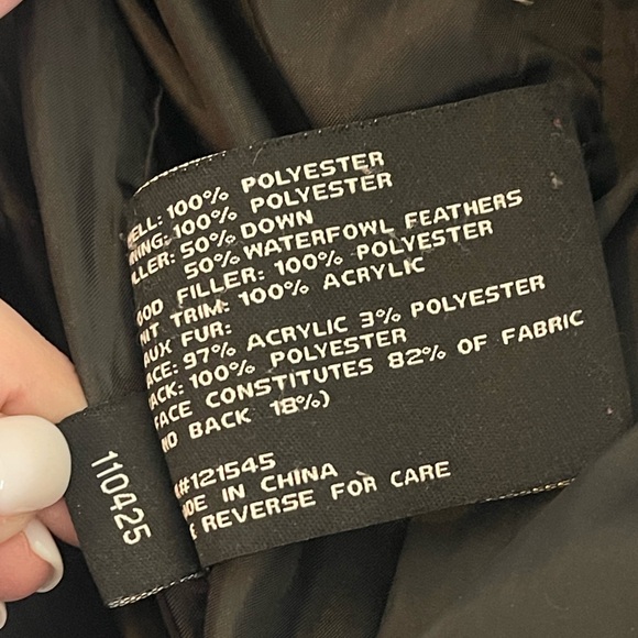 London Fog Black Puffer Coat Zip Front With Faux Fur Hood and Real Feather Down - Picture 7 of 12